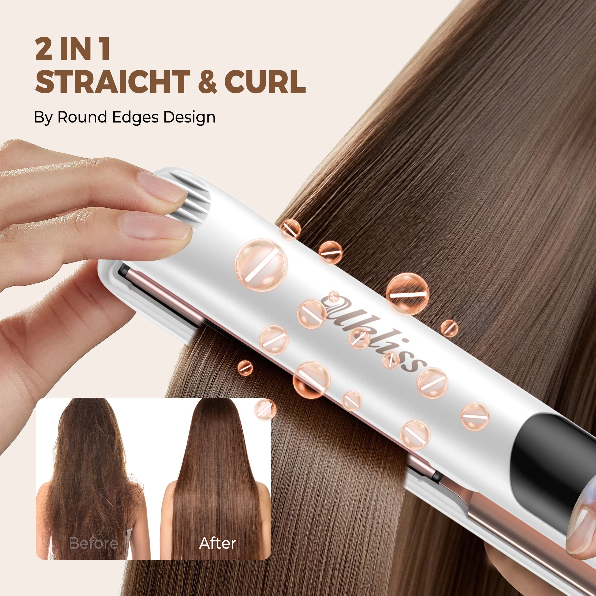 Ukliss Lustra 2-in-1 Stijltang Wit & Roségoud