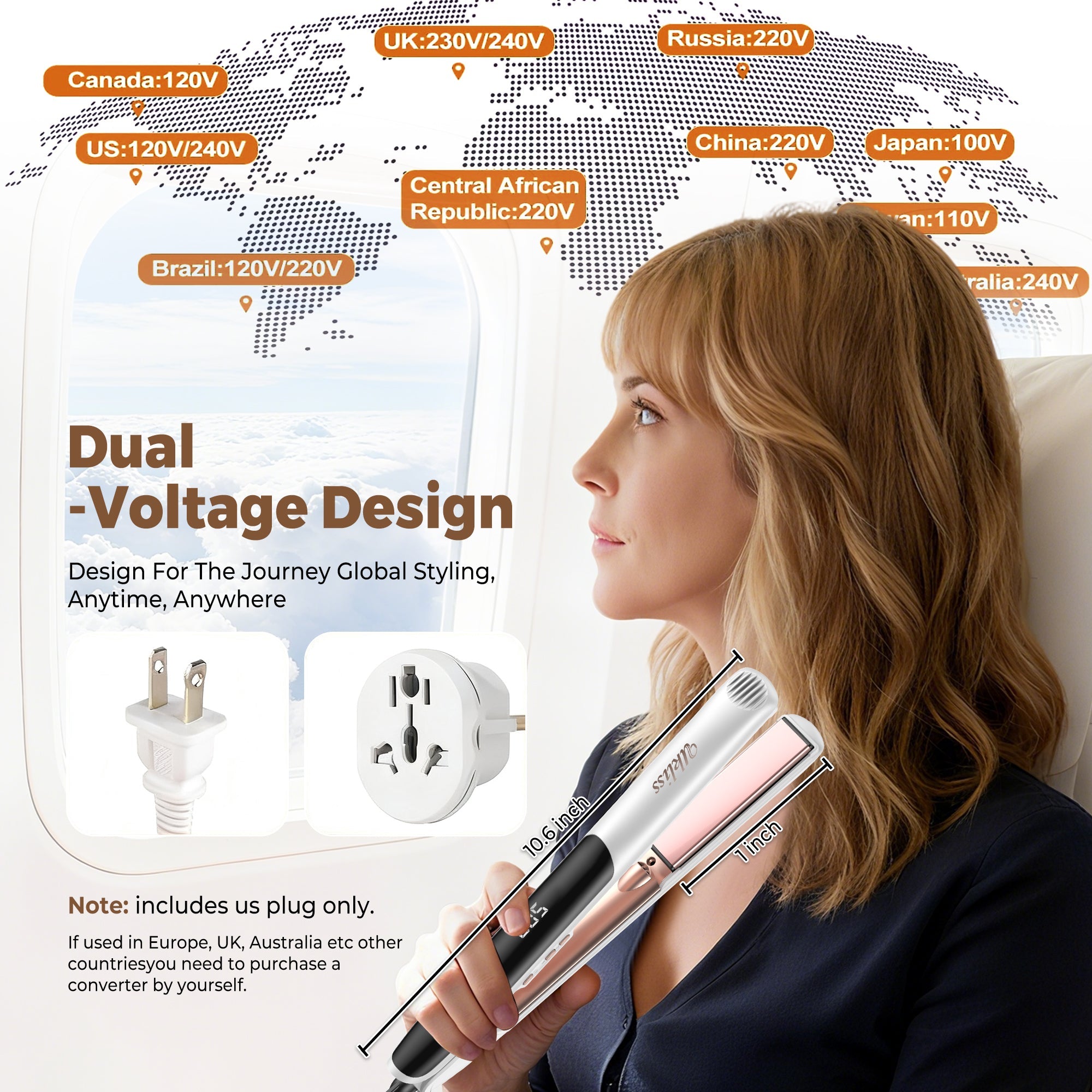 Ukliss Lustra 2-in-1 Stijltang Wit & Roségoud