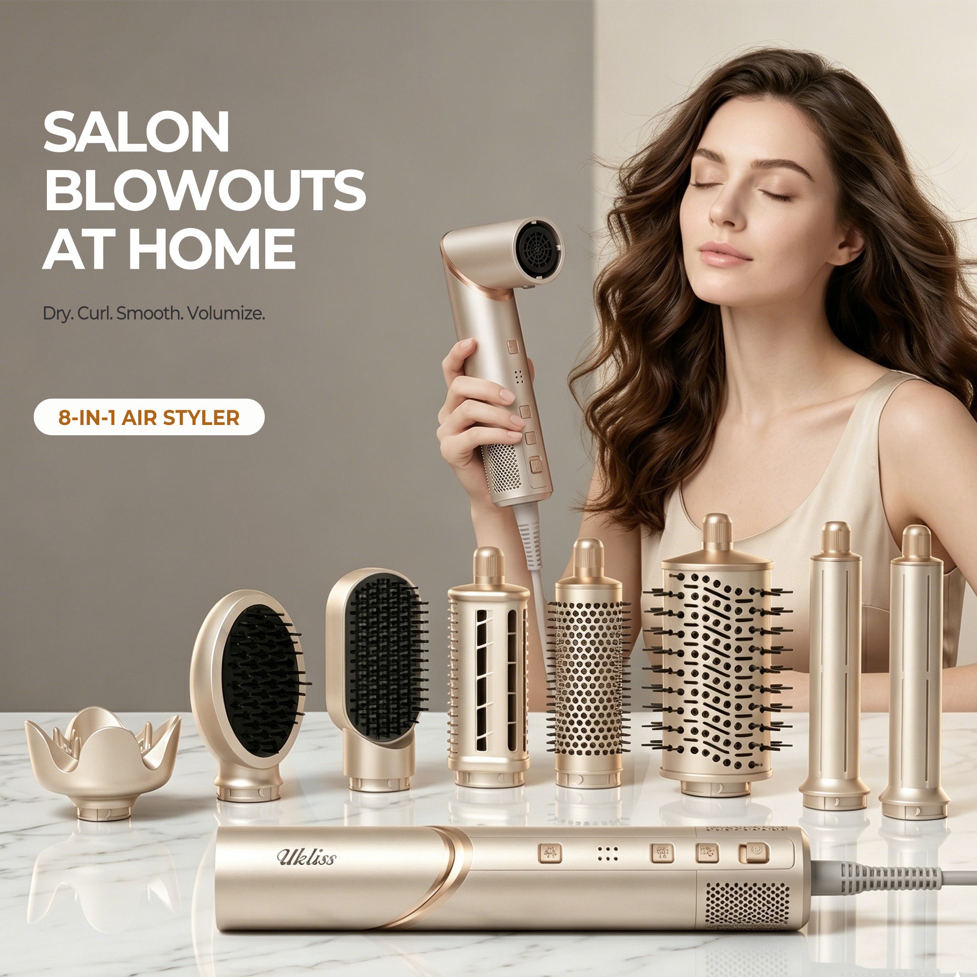 Ukliss Nexus 8-in-1 Hairstyler Champagne